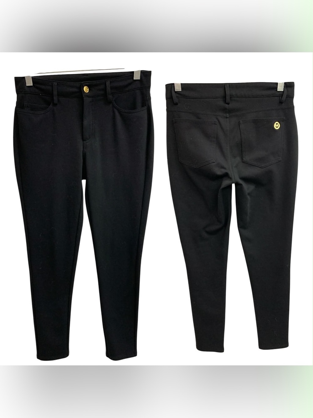 Michael Kors Black Ponte Skinny Pants with Gold Accent Size XS